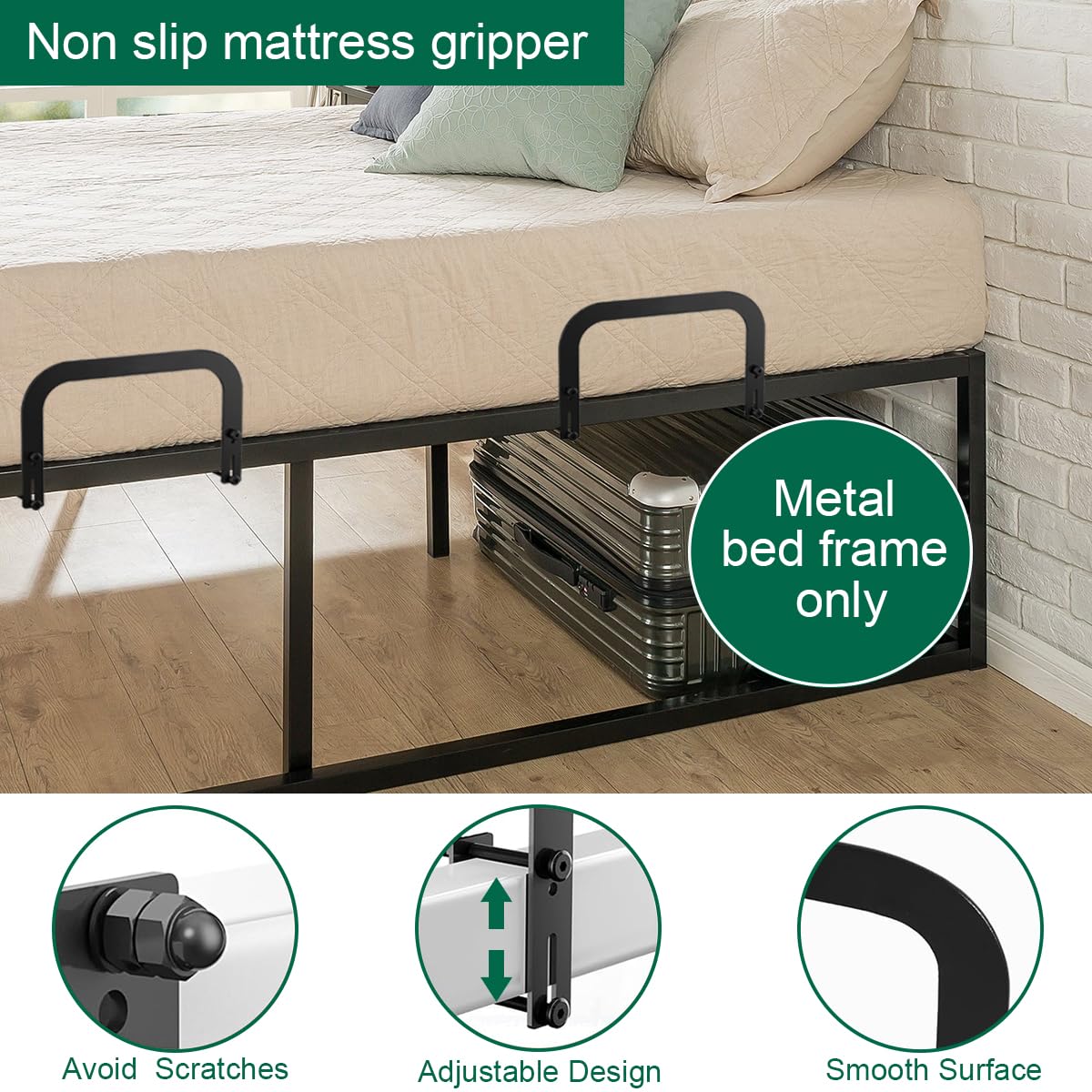 Anteisi 4 Pcs Mattress Holder For Metal Bed Frame,Mattress Retainer,Non Slip Mattress Gripper,Mattress Slide Stopper For Metal F